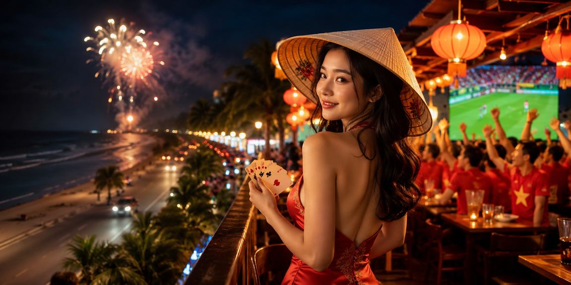 Người chơi đội nón lá tại Mũi Né theo dõi kết quả trận đấu thể thao